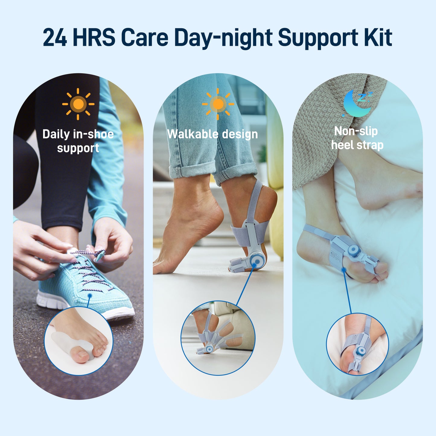 Adjustable Bunion Corrector with Anti-slip Heel Strap with Toe Seperator, Adjustable Knob Bunion Brace Splint, Bunion Relief Orthopedic Toe Straightener