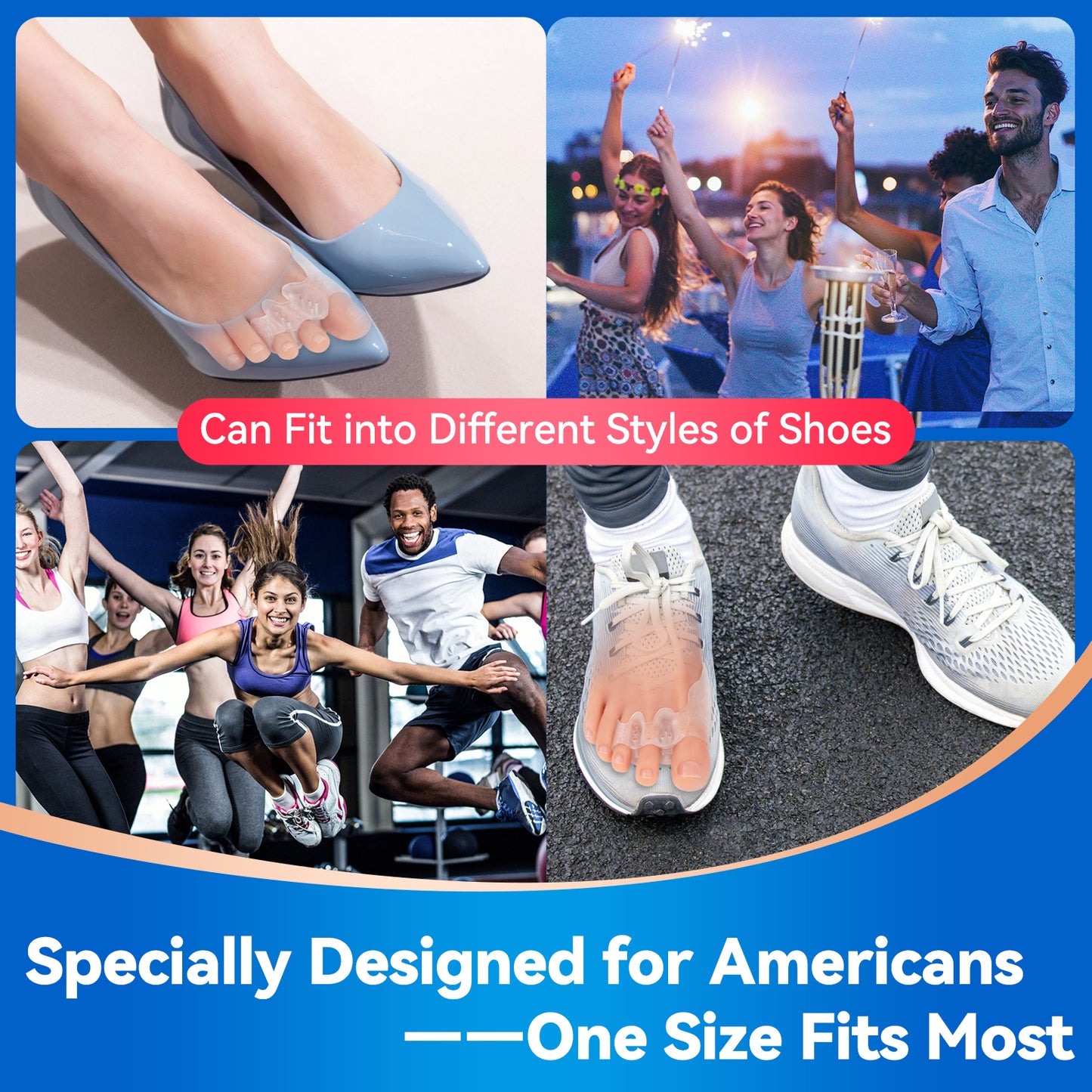 Tech Love 2 Pairs Adjustable Toe Spacers, Bunion Toe Separators, Original Adjustable Soft Design Bunion Corrector Pads to Wear with Shoes for Foot Pain Relief, Overlapping Toes