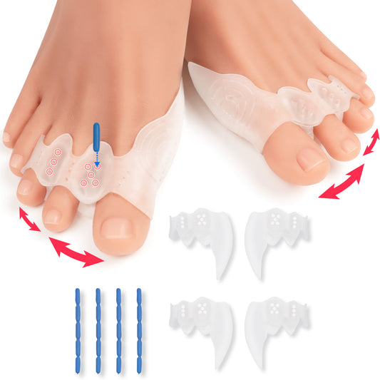 Tech Love 2 Pairs Adjustable Toe Spacers, Bunion Toe Separators, Original Adjustable Soft Design Bunion Corrector Pads to Wear with Shoes for Foot Pain Relief, Overlapping Toes