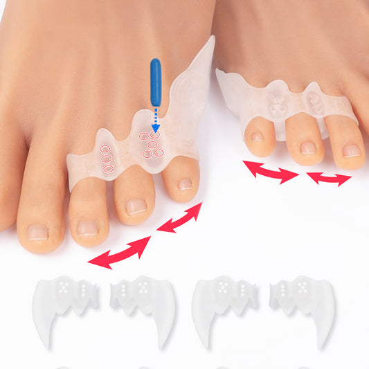 Tech Love 2 Pairs Original Adjustable, Pinky Toe Separators Soft Spacers Tailors Pads to Wear with Shoes, Tail toes Bunion Corrector Foot Pain Relief, Morton’s Neuroma
