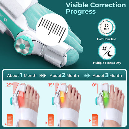TENICORE Bunion Corrector, Upgraded Big Toe Straightener, Adjustable Bunion Splint with Anti-slip Heel Strap for Bunion Relief, Suitable for Left and Right Feet Day Night Support, 1 Pair