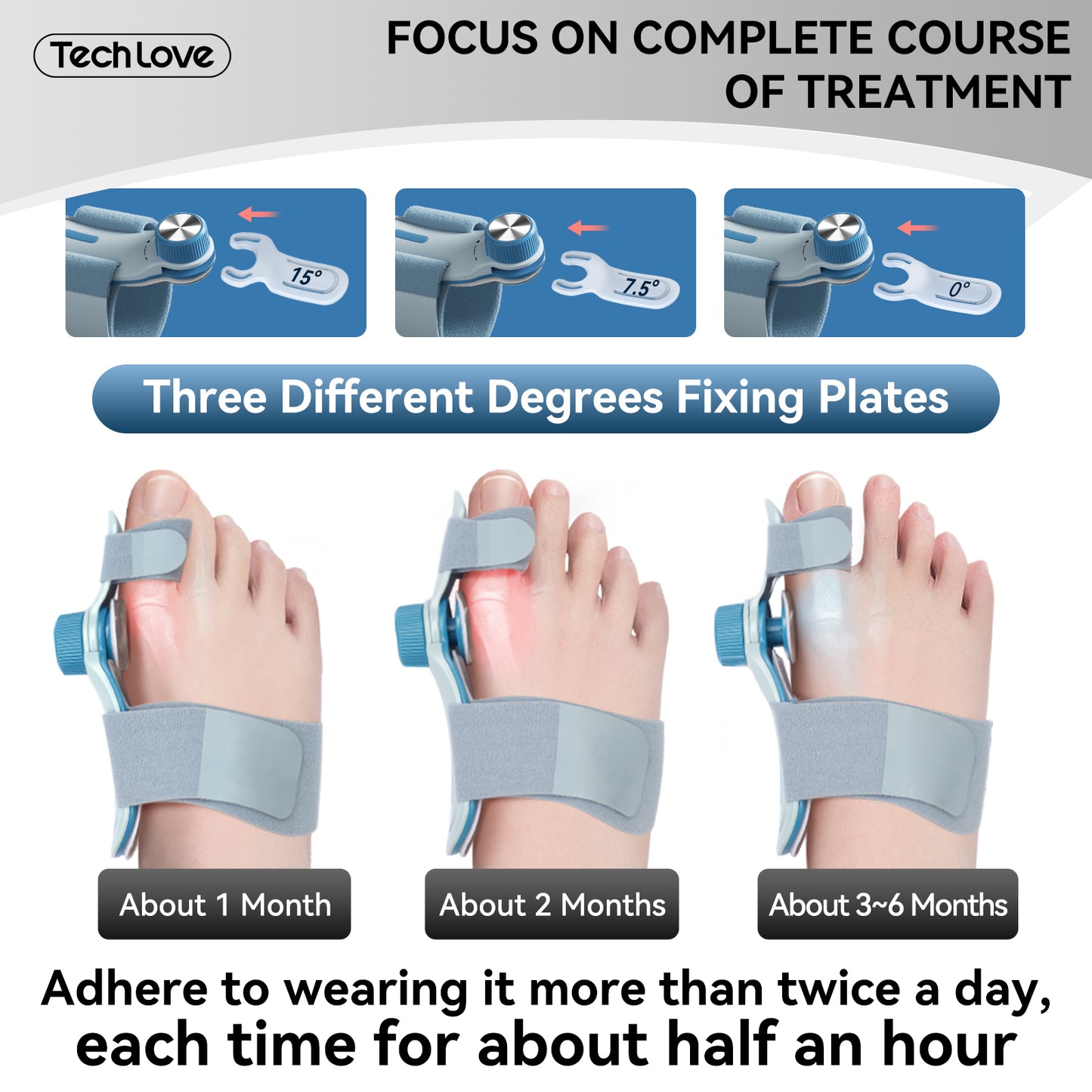 Dual Correction Bunion Corretor for Women & Men Comfortable, Effective Adjustable Knob Orthopedic for Big Toe Relief Bunion Splints Hammer Toe Straightener with Silicone Pad