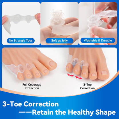 Tech Love 2 Pairs Original Adjustable, Pinky Toe Separators Soft Spacers Tailors Pads to Wear with Shoes, Tail toes Bunion Corrector Foot Pain Relief, Morton’s Neuroma